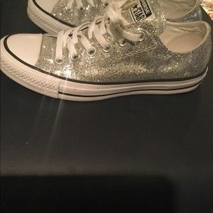 Converse All Stars Silver Sequins Gym Shoes Sz 7m